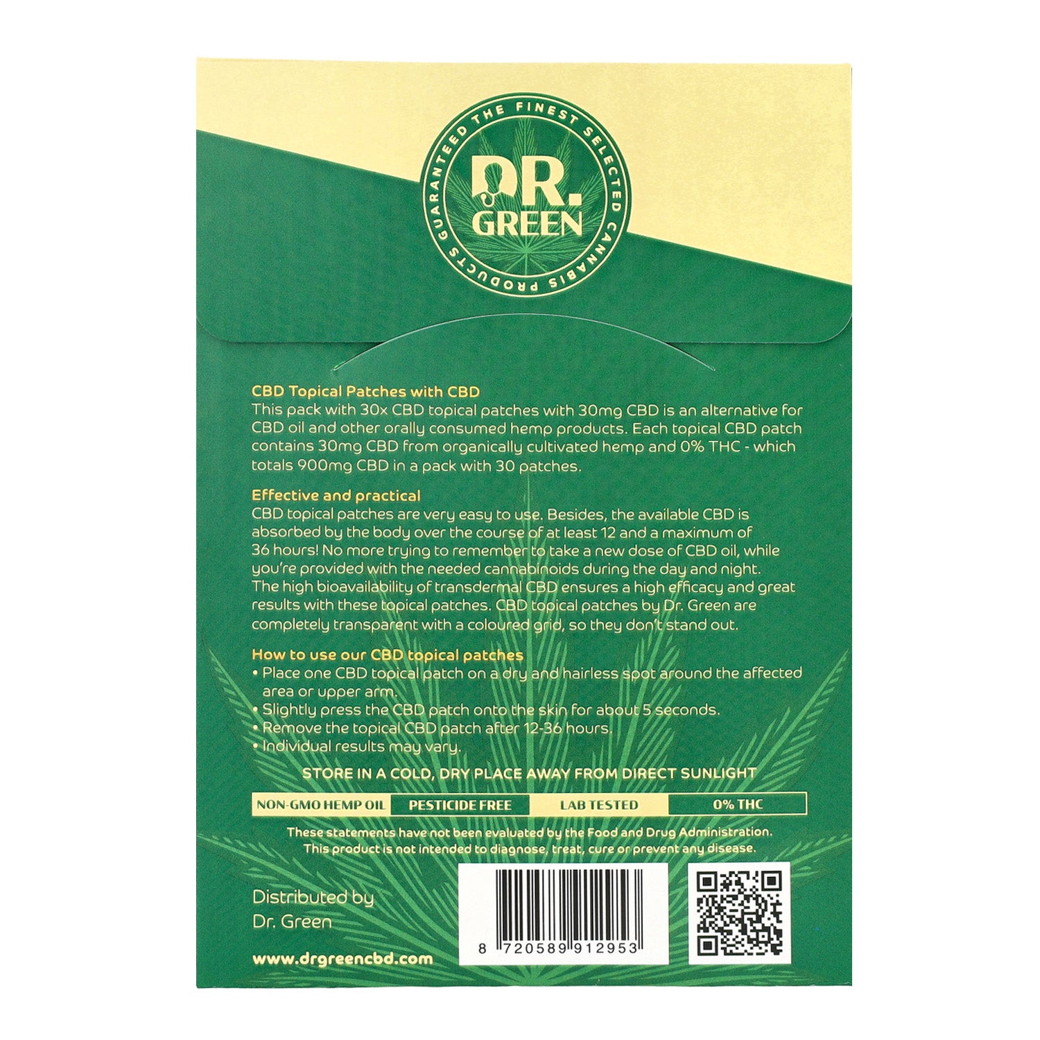 Dr. Green Extra Strong CBD Patches 30mg - Targeted Relief, All Day Long